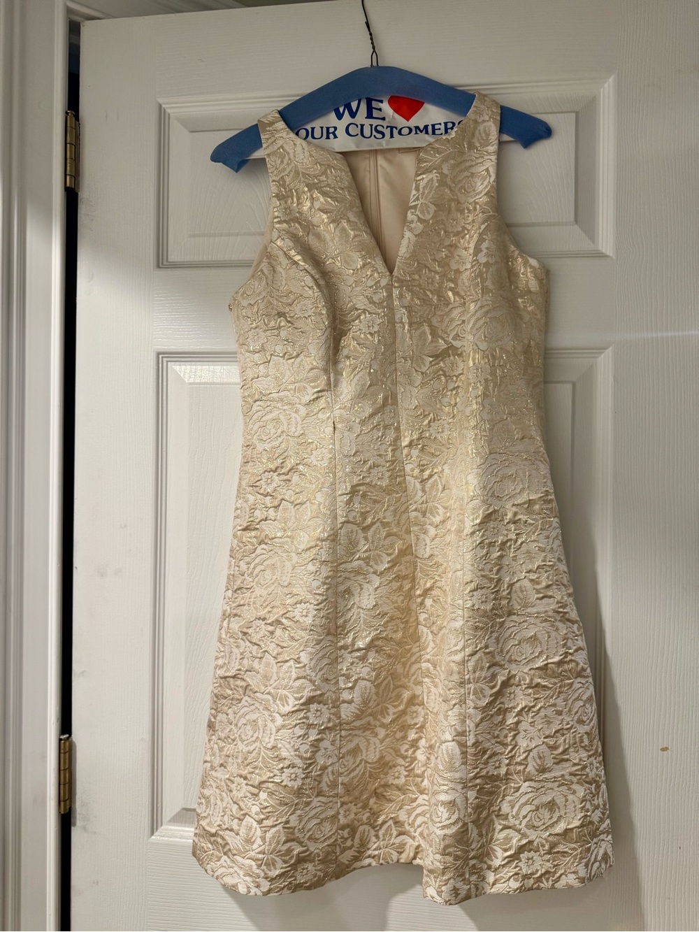 Aidan by Aidan Mattox Cream Floral Jacquard Midi Dress